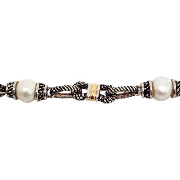 Town & Country T&C Sterling Silver Gold Cultured Pearl Toggle Bracelet #12890 - Picture 3 of 8